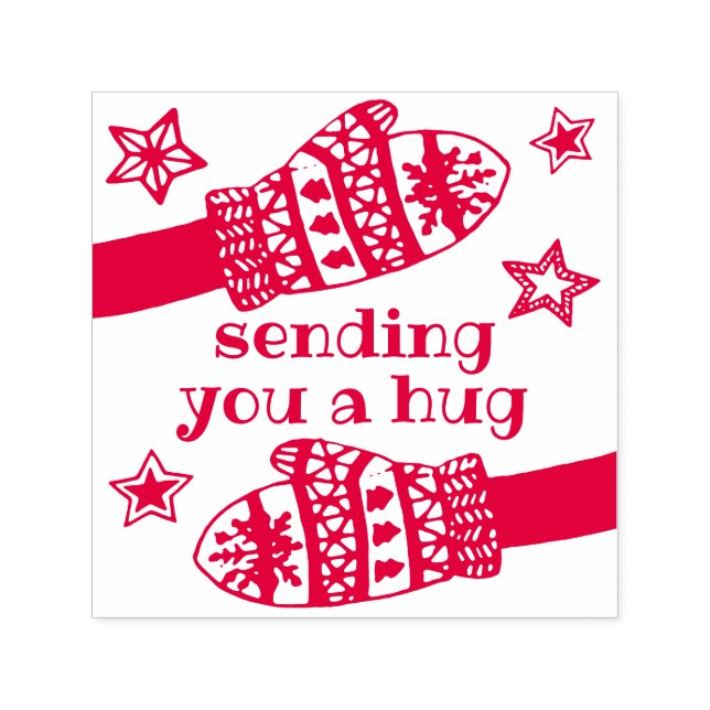 Sending You a Hug • Hands Mittens Stars Holiday Self-inking Stamp (Design)