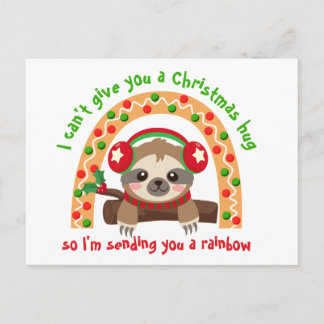 Sending You a Rainbow Sloth Christmas Postcard