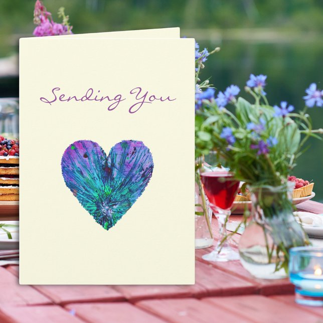 Sending You Artsy Love Heart Birthday Acrylic Art Card (Sending you love colorful heart art Happy birthday greeting card)