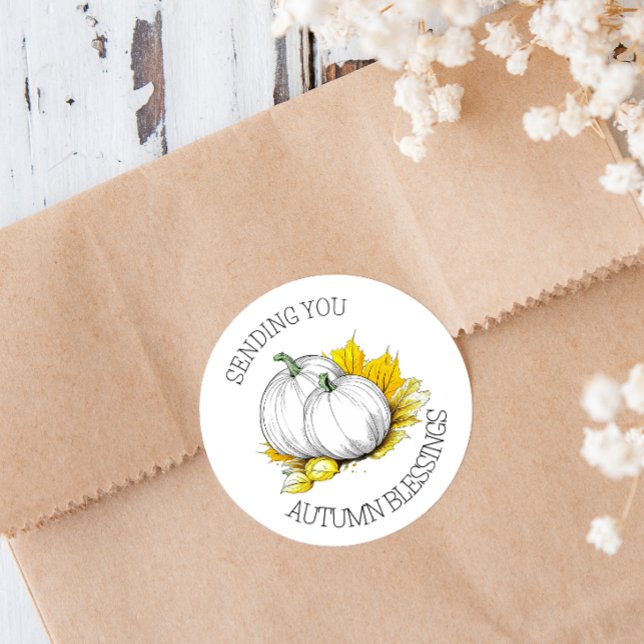 Sending You Autumn Blessings Classic Round Sticker (Creator Uploaded)