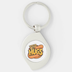 Sending You Hugs Sticker - Cute Cartoon Hugging Key Ring