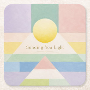 Sending You Light Geometric Pastel Inspiration Square Paper Coaster