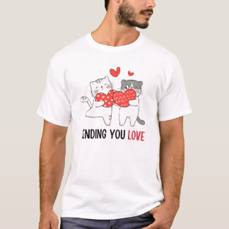 Sending you love | happy valentine's day, cute cat T-Shirt