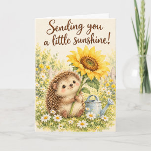 Sending You Sunshine Cute Hedgehog & Sunflower Car Card