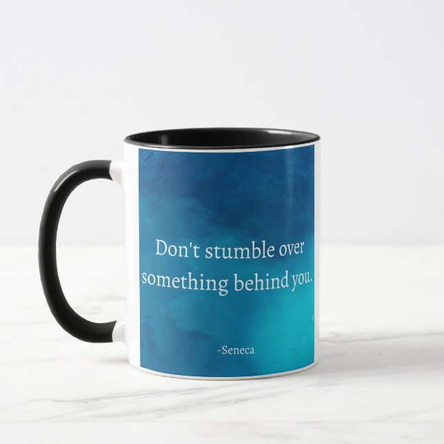 Seneca: Focus Forward, Don't Stumble on Past Mug (Left)