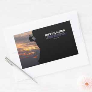 Seneca Inspirational Quote "Difficulties" Rectangular Sticker