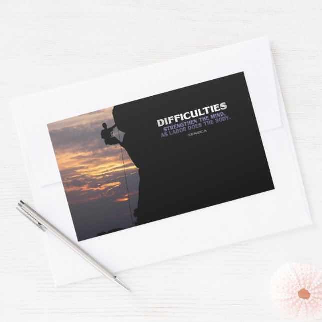 Seneca Inspirational Quote "Difficulties" Rectangular Sticker (Envelope)