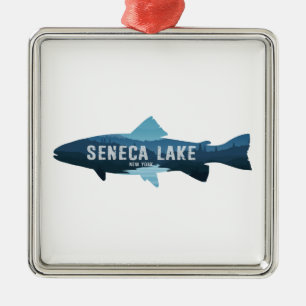 Seneca Lake New York Fish Metal Tree Decoration