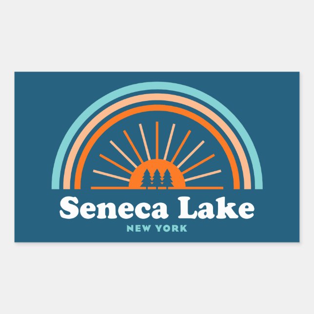 Seneca Lake New York Rainbow Rectangular Sticker (Front)