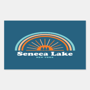Seneca Lake New York Rainbow Rectangular Sticker