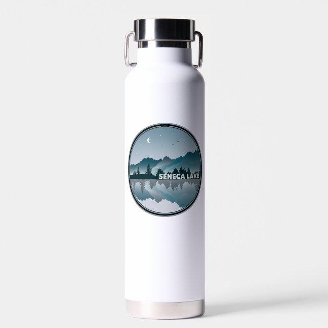 Seneca Lake New York Reflection Water Bottle (Front)
