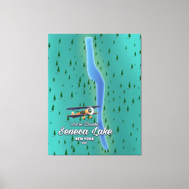 Seneca Lake, NYC lake map Canvas Print (Front)