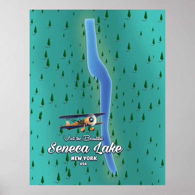 Seneca Lake, NYC lake map Poster (Front)