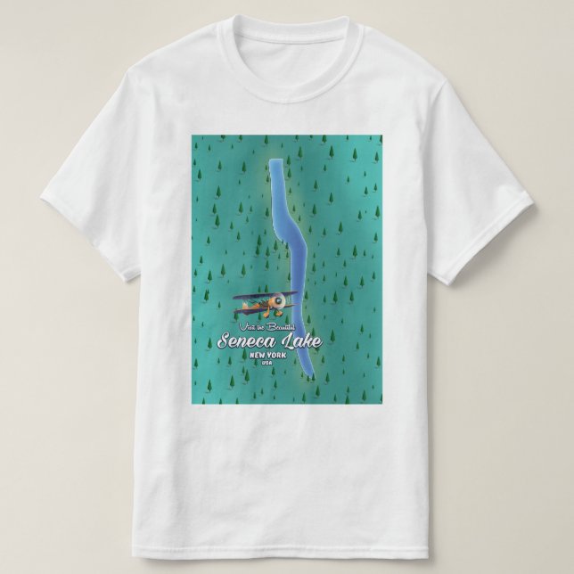 Seneca Lake, NYC lake map T-Shirt (Design Front)