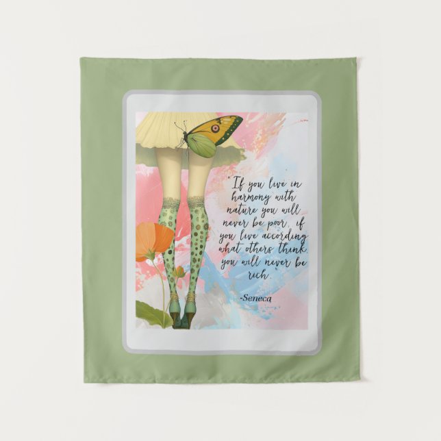 Seneca Quote Whimsical Modern Collage Tapestry (Front)