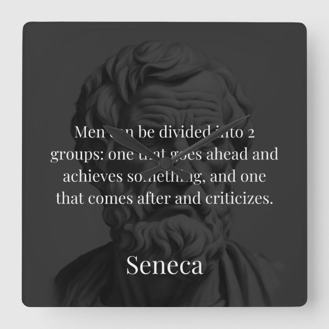Seneca's Division: The Doers and the Critics Square Wall Clock (Front)