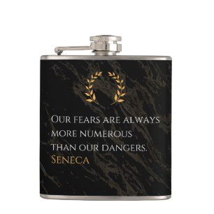 Seneca's Insight: Fears Compared to Real Dangers Hip Flask