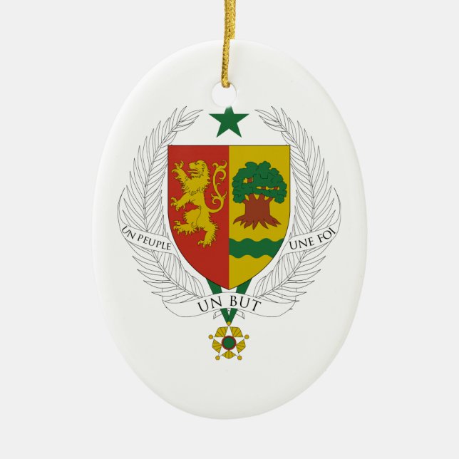Senegal Coat of Arms Ceramic Tree Decoration (Front)
