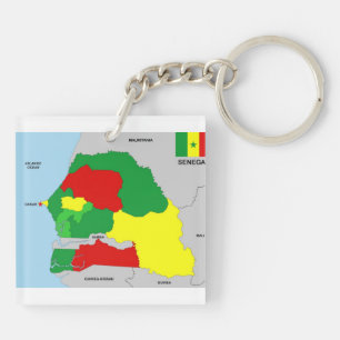 senegal country map flag key ring