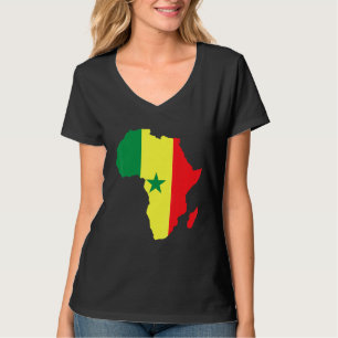 Senegal Flag Africa Continent Silhouette For Seneg T-Shirt