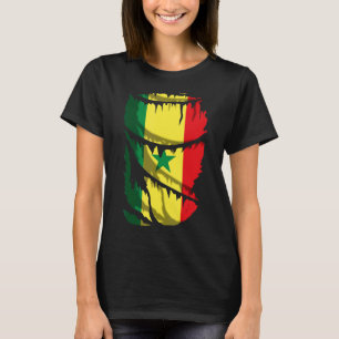 Senegal Flag - Broken or Tear Fabric Effect T-Shirt