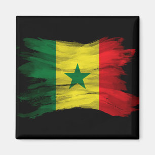 Senegal flag brush stroke, national flag magnet