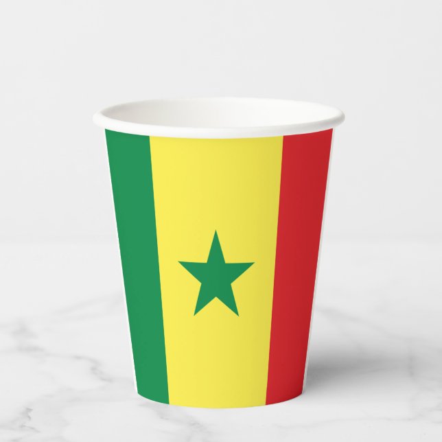 Senegal flag-coat arms paper cups (Front)