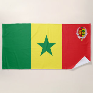Senegal flag-coat of arms beach towel