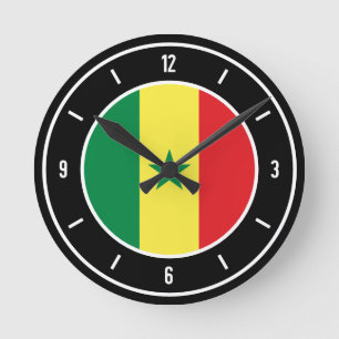 Senegal Flag Elegant Round Clock
