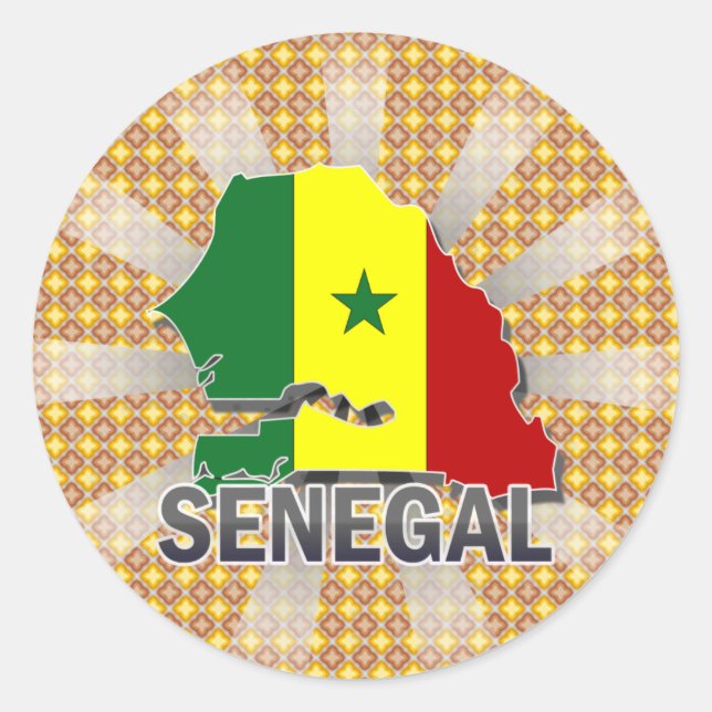 Senegal Flag Map 2.0 Classic Round Sticker (Front)
