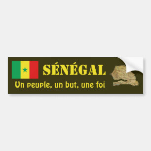 Senegal Flag + Map Bumper Sticker