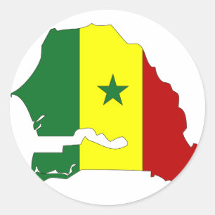 Senegal flag map classic round sticker