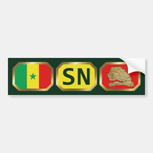 Senegal Flag Map Code Bumper Sticker