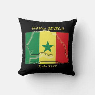 SENEGAL FLAG MAP Patriotic Scripture Custom BLACK Cushion