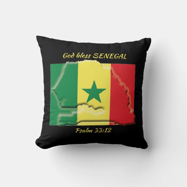 SENEGAL FLAG MAP Patriotic Scripture Custom BLACK Cushion (Front)