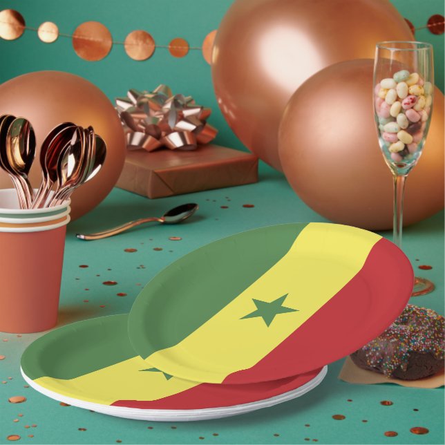 Senegal flag paper plate (Multi)