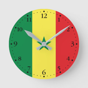 Senegal Flag Round Clock