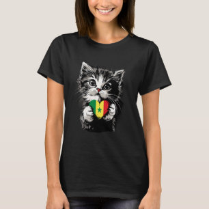 Senegal Flag Senegalese Pride Cat Heart Senegalese T-Shirt