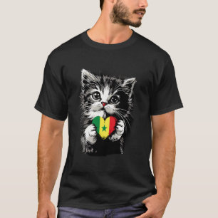 Senegal Flag Senegalese Pride Cat Heart Senegalese T-Shirt