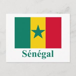 Senegal Flag with Name in French Postcard