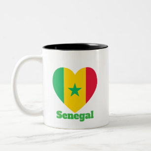 Senegal Heart Flag  Two-Tone Coffee Mug