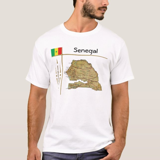 Senegal Map + Flag + Title T-Shirt (Front)