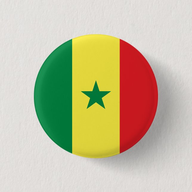 Senegal (Senegalese) Flag 3 Cm Round Badge (Front)