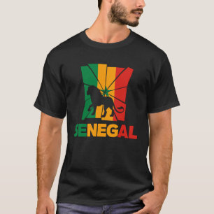 Senegal Senegalese Senegal Flag Lion Animal Silhou T-Shirt