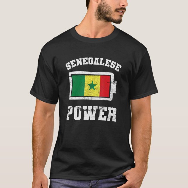Senegal Senegalese West Africa Proud Battery Power T-Shirt (Front)