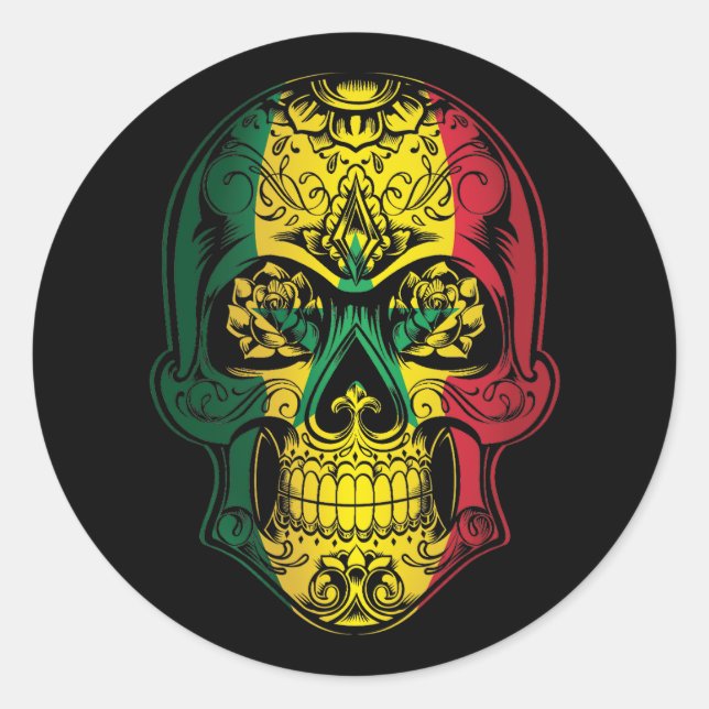 Senegal  Skull And Roses Flag Classic Round Sticker (Front)