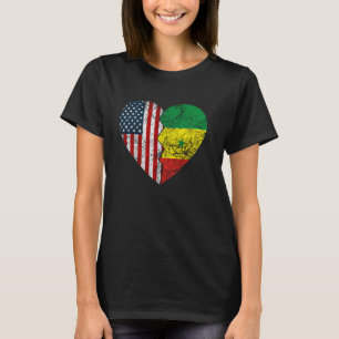 Senegalese American Flag Heart United States Sene T-Shirt