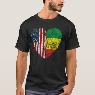 Senegalese American Flag Heart United States Seneg T-Shirt