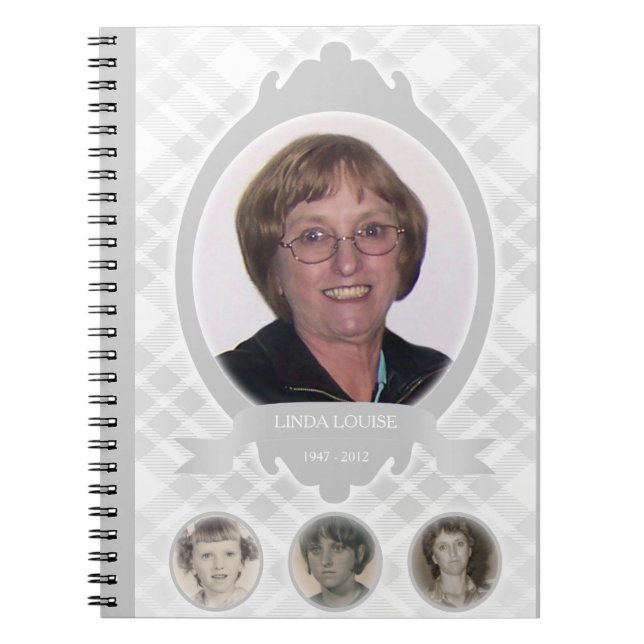 senescence photo memorial announcements spiral notebook (Front)
