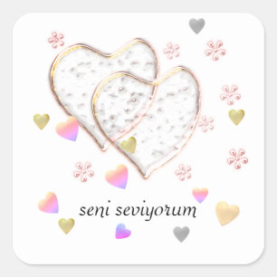 seni seviyorum  ,personalised square sticker